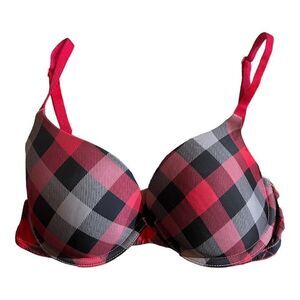 VICTORIA’S SECRET | Women's 32D Red Plaid Lined Demi Bra | Preloved Condition